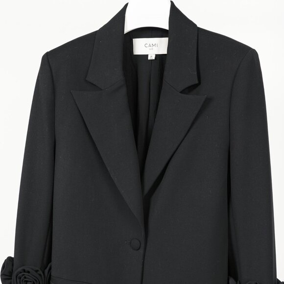 CAMI NYC Noelani Black Rosette-Cuff Coat - Picture 4 of 11